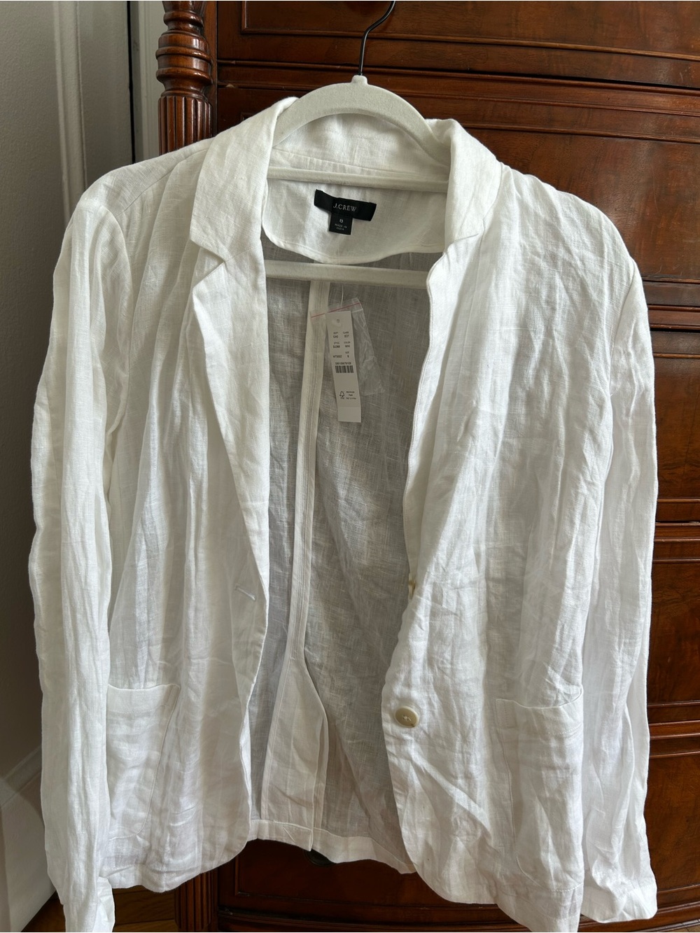 J. Crew White Linen Single-Button Notch Blazer